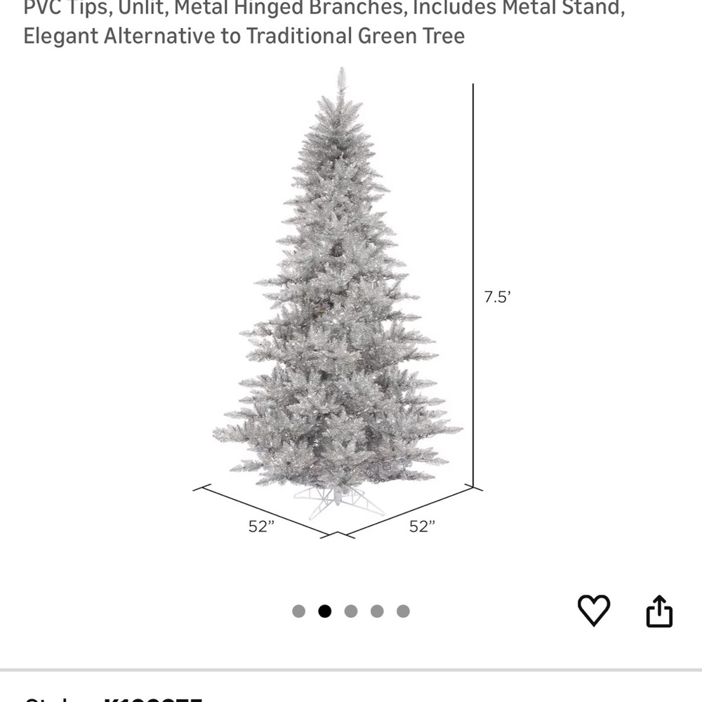 Silver Holiday Christmas Tree 7.5 ( no lights) new with box - Picture 3 of 3